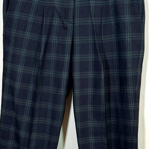 Women's Navy Green Plaid Tartan Wool Blend Pants Size 2 - Missing Tag - Preppy - Picture 4 of 9